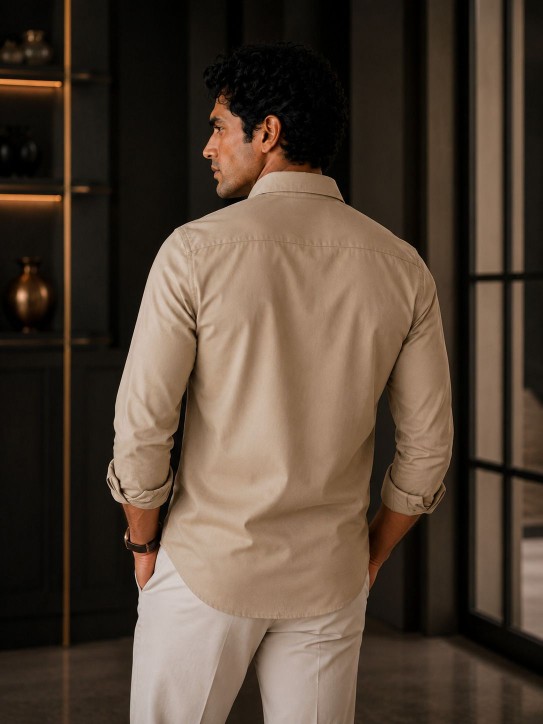Adviken Men Beige Casual Shirt Premium Cotton Blend Shirt for Men - alternate view