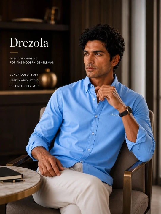MEN SKY BLUE CASUAL SHIRT PREMIUM COTTON BLEND SHIRT FOR MEN - Image 4