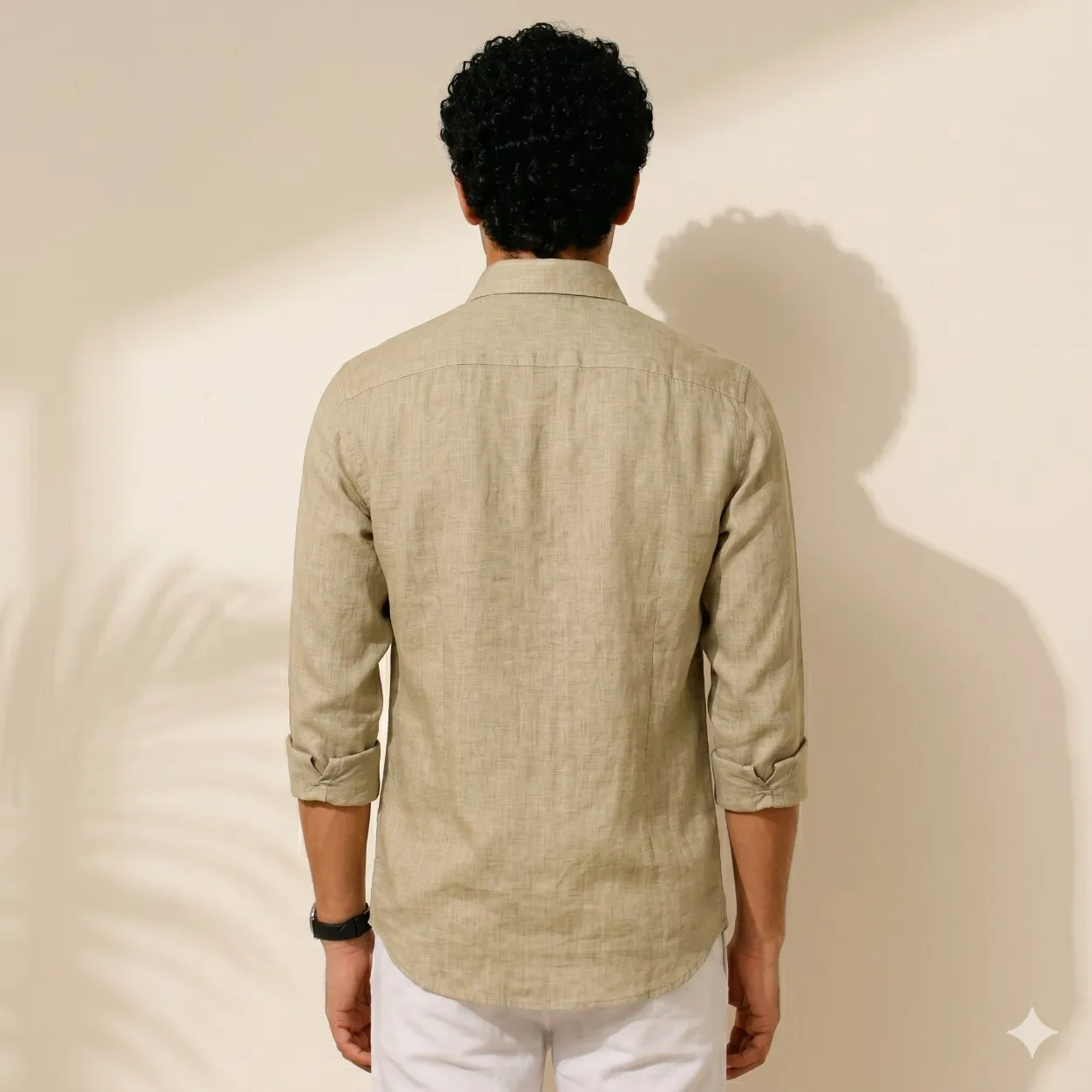 ADVIKEN PREMIUM SAND BEIGE COTTON LINEN SHIRT - Image 4