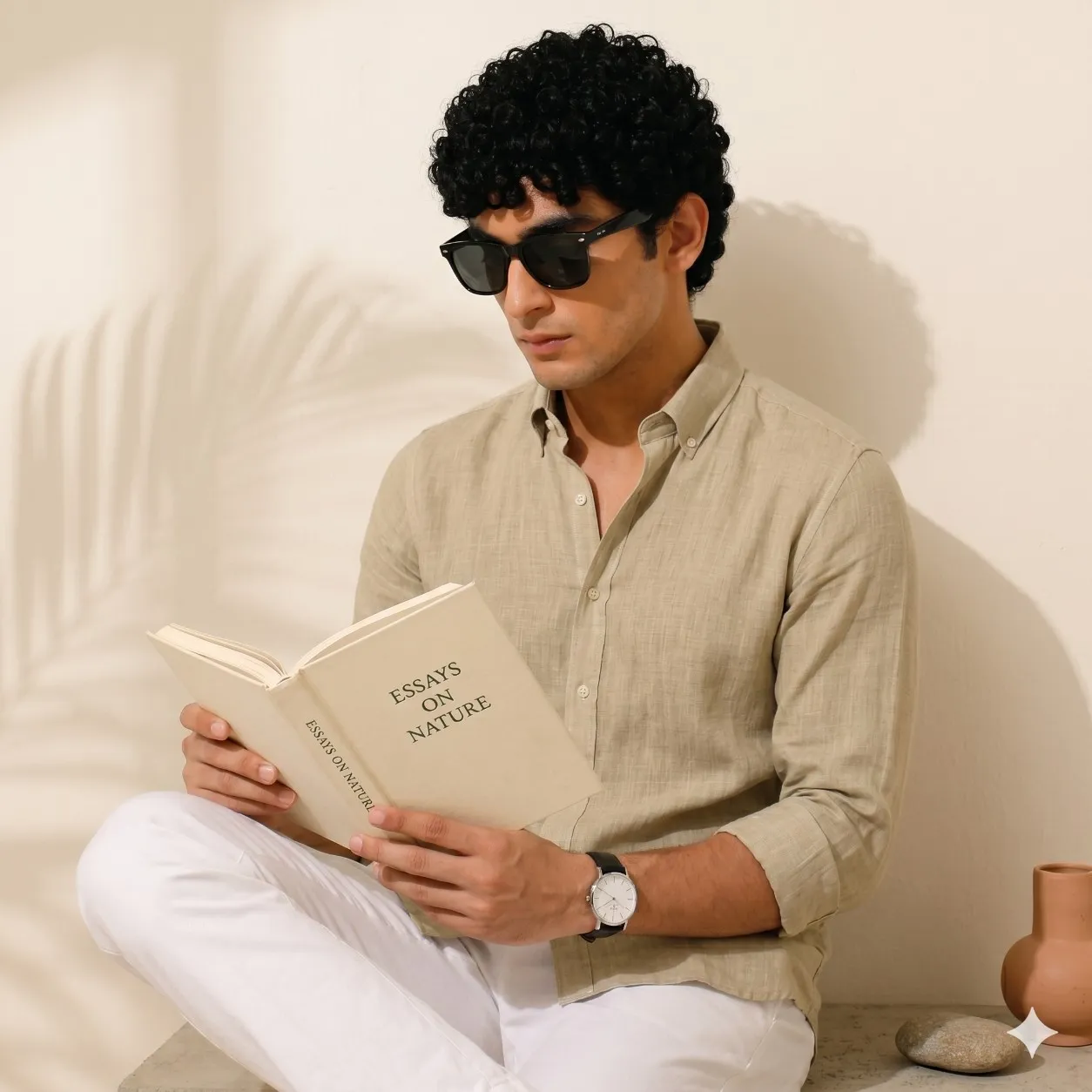 ADVIKEN PREMIUM SAND BEIGE COTTON LINEN SHIRT - Image 5
