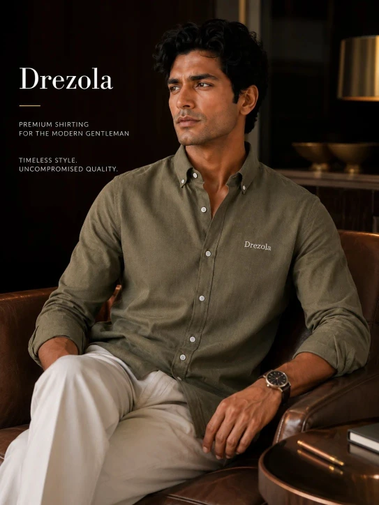 MENS PREMIUM OLIVE GREEN SHIRT COTTON BLEND SHIRT FOR MEN STYLISH REGULAR FIT - Image 3