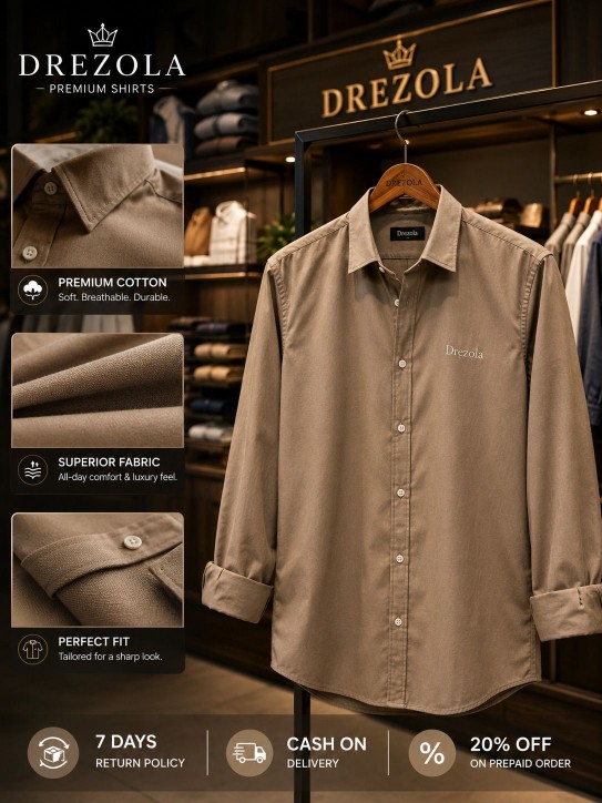 ADVIKEN MEN BEIGE CASUAL SHIRT PREMIUM COTTON BLEND SHIRT FOR MEN - Image 3
