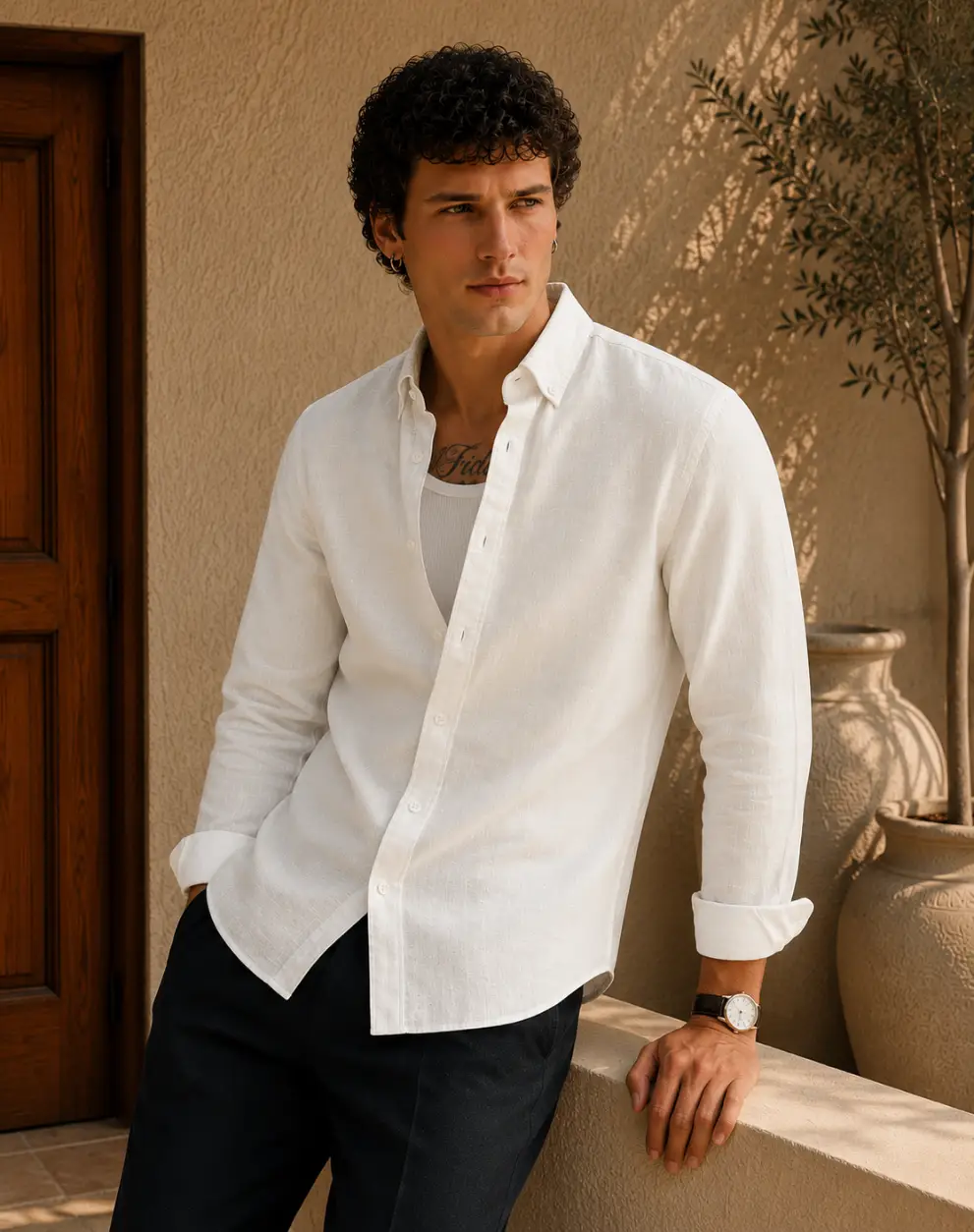 ADVIKEN PREMIUM IVORY WHITE COTTON LINEN SHIRT - Image 4