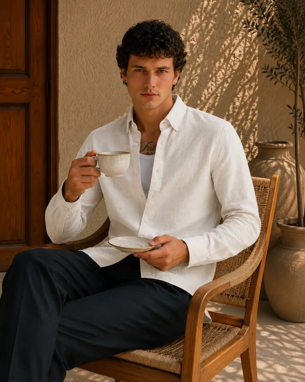 ADVIKEN PREMIUM IVORY WHITE COTTON LINEN SHIRT - Image 5